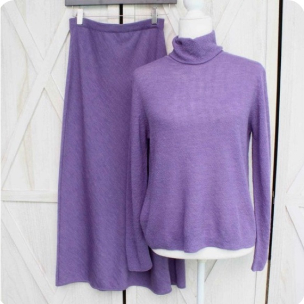 Eileen Fisher purple Knit skirt set purple